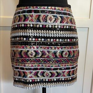 Guess Black Multicolor Sequin Mini Skirt Size XS